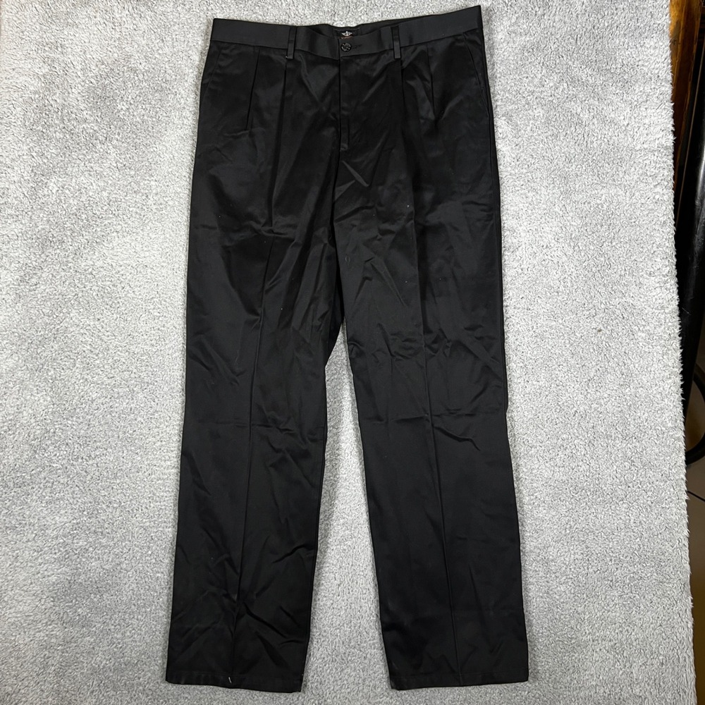 Dockers Dress Pants Mens 38x34 Refined Khaki Black Pleated Classic Office NEW - Picture 3 of 10